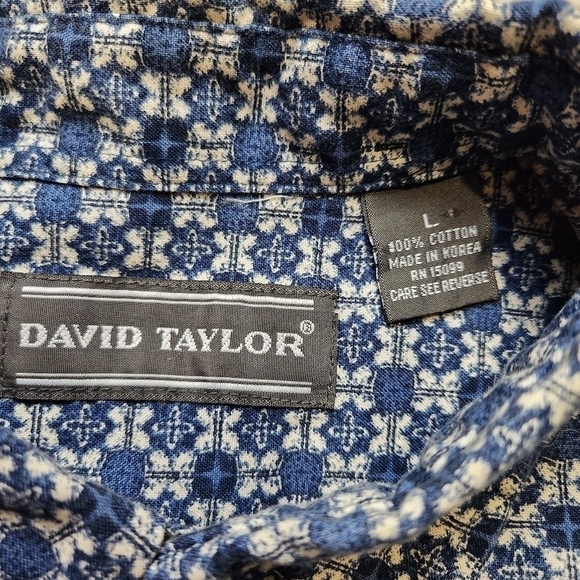 Men's Casual button-down shirt Collared Long sleeves Blue Tan Size L - Picture 6 of 11